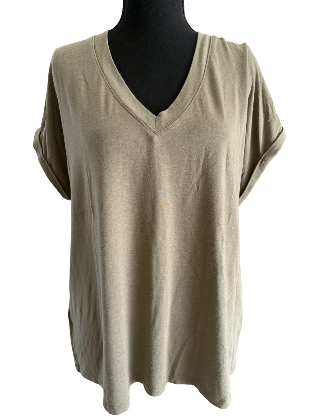 Tommy Bahama Olive V-Neck Rolled Short Sleeve Tee